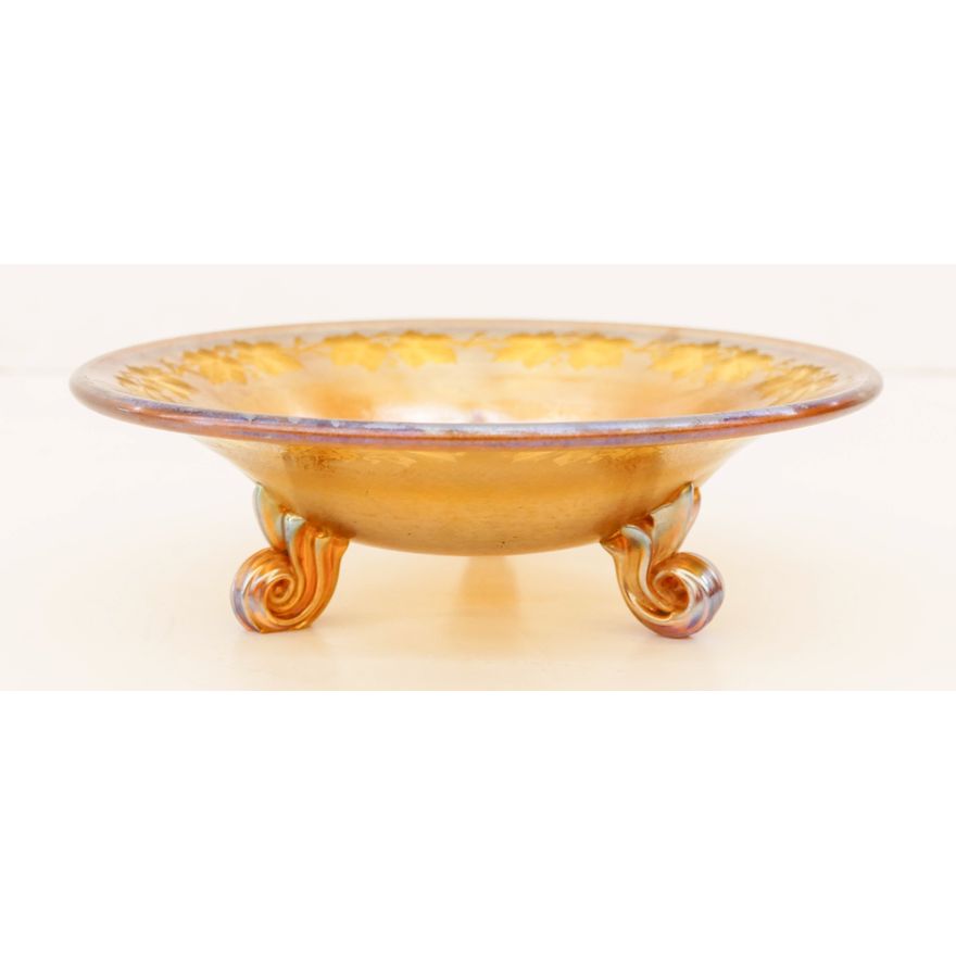 L.C. Tiffany Favrile Leaf and Vine Footed Bowl