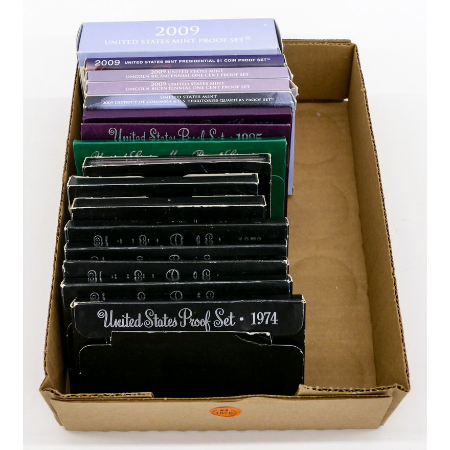 Box 16pc US Mint and Proof Sets Assorted