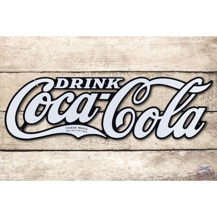 NOS Drink Coca Cola Die Cut Porcelain Sign