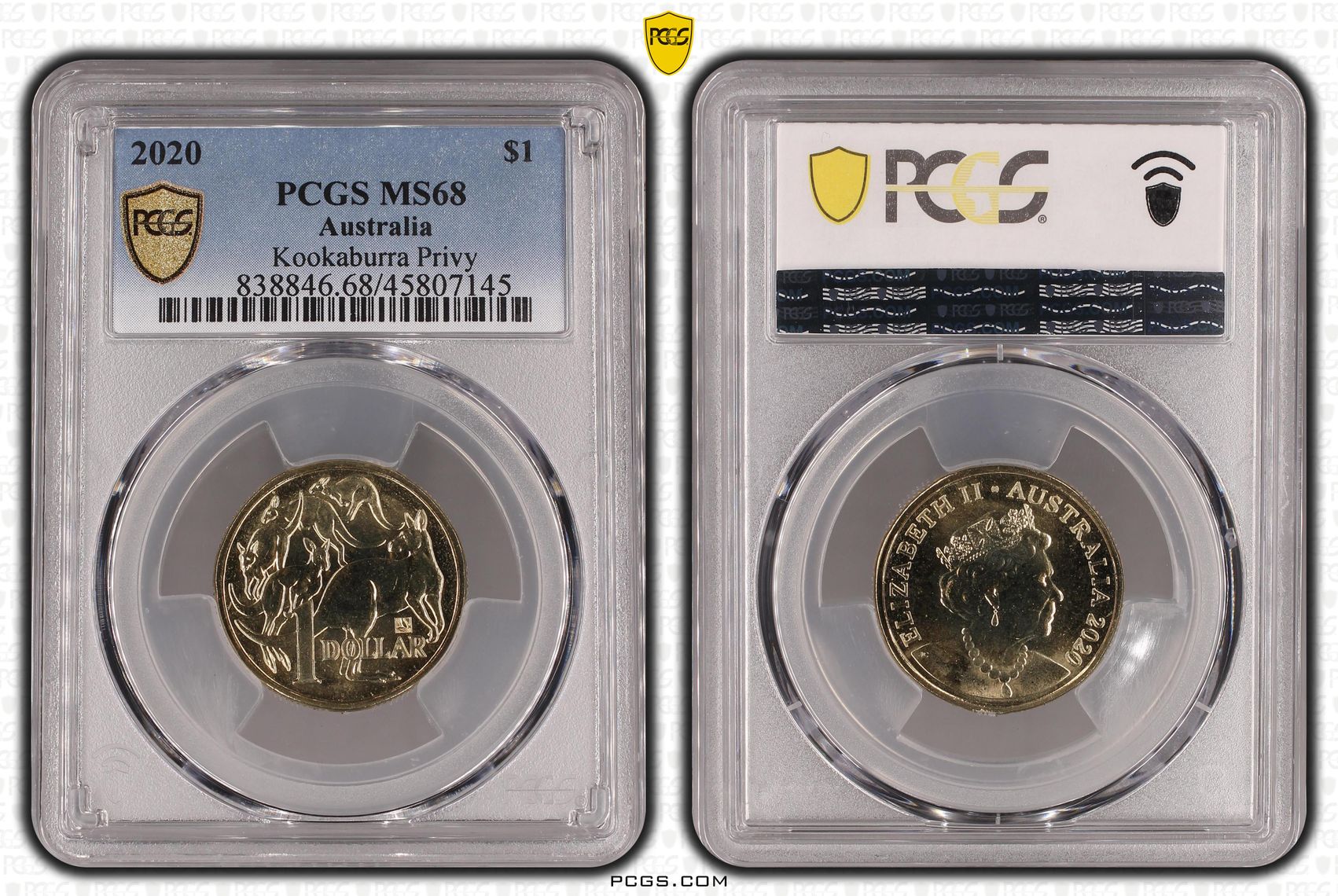 Kookaburra Privy CuAl, POP 17/0, One Dollar, 2020, PCGS MS68