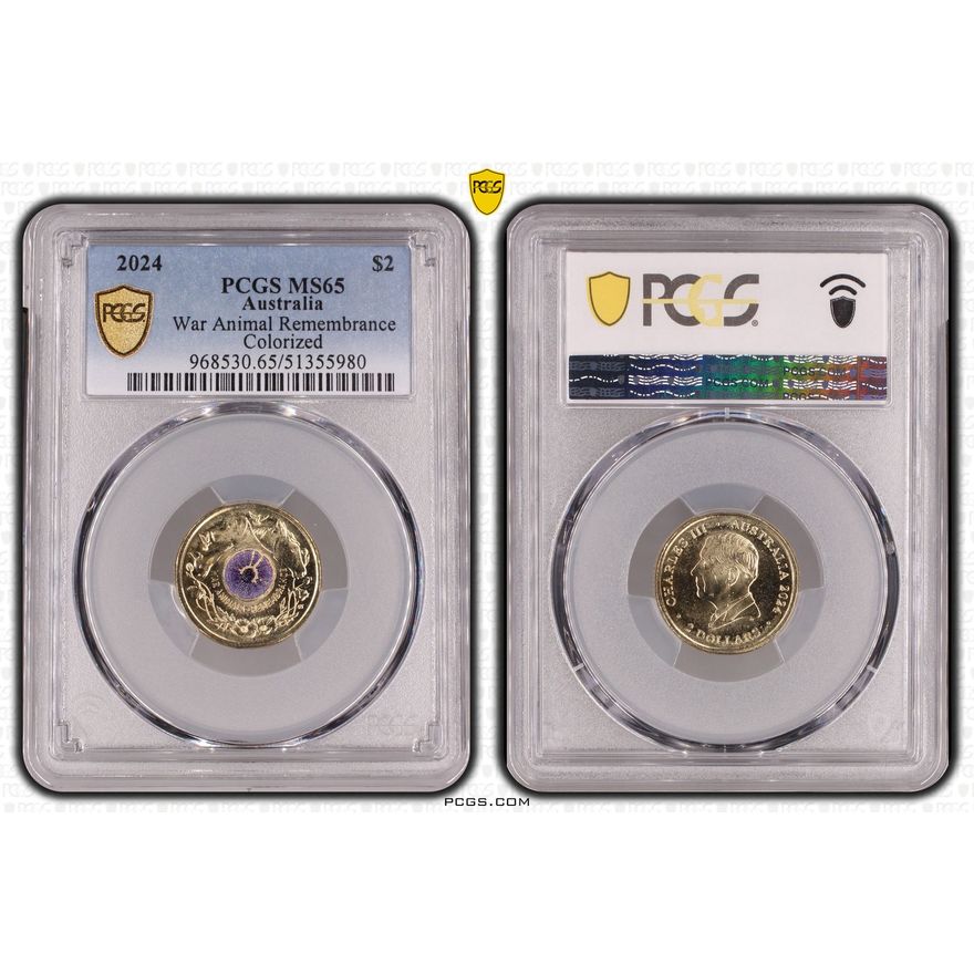 War Animal Remembrance Colorized, Two Dollar, 2024, PCGS MS65