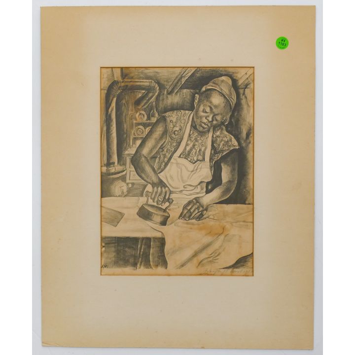 Joseph Vorst (1897-1947 MO) ''Ironing'' 1938 Lithograph Matted 20''x16''