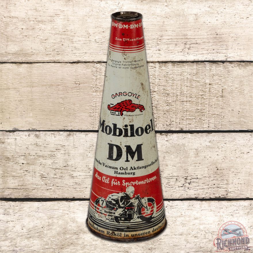 Graphic Mobiloel DM Metal Oil Can w/ Motorcycle & Automobile