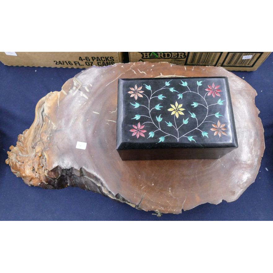 2pc Art Wood & Stone Table Boxes- 6'' and 18''