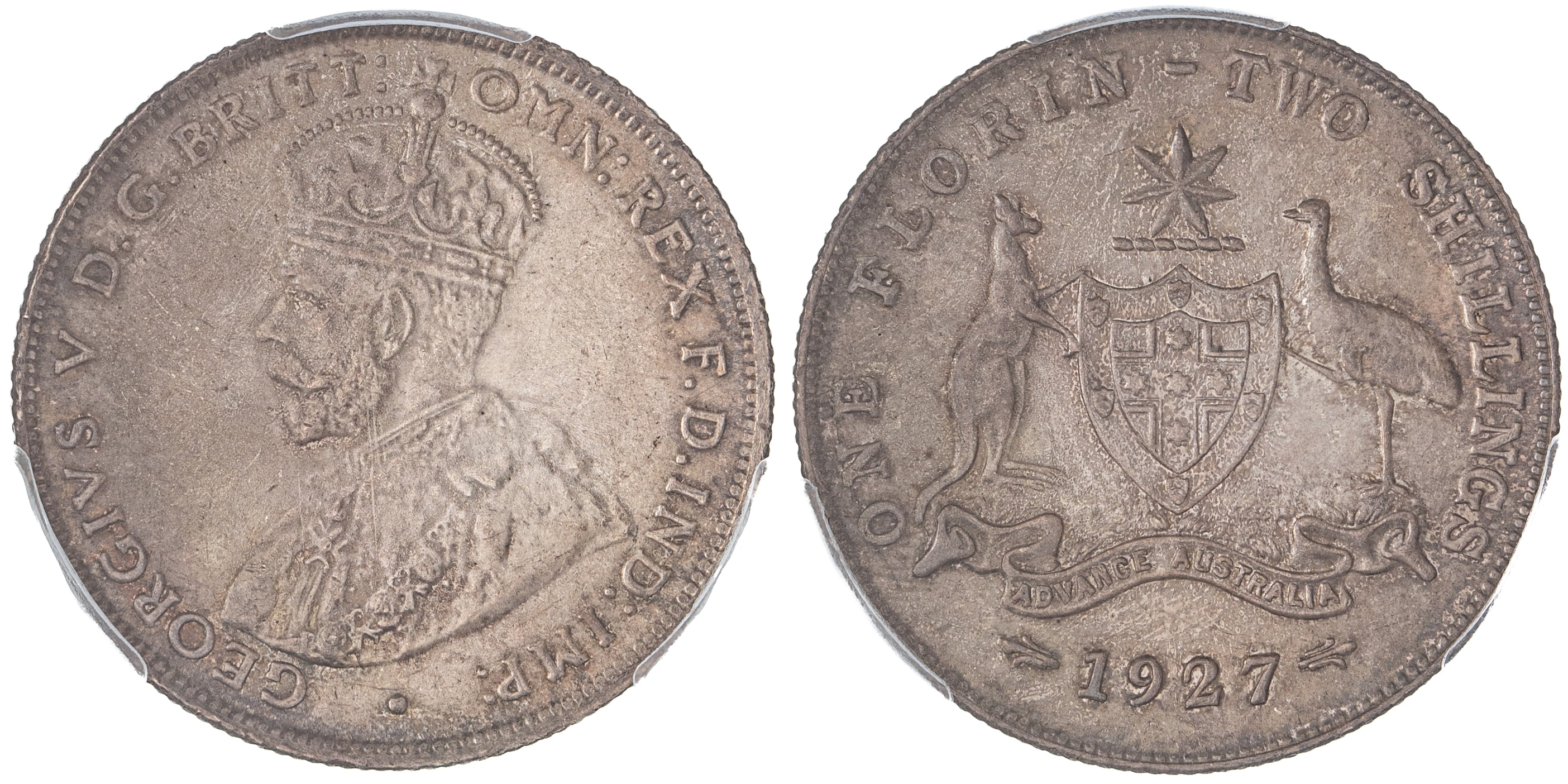 George V, Canberra, Florin, 1927, PCGS MS65
