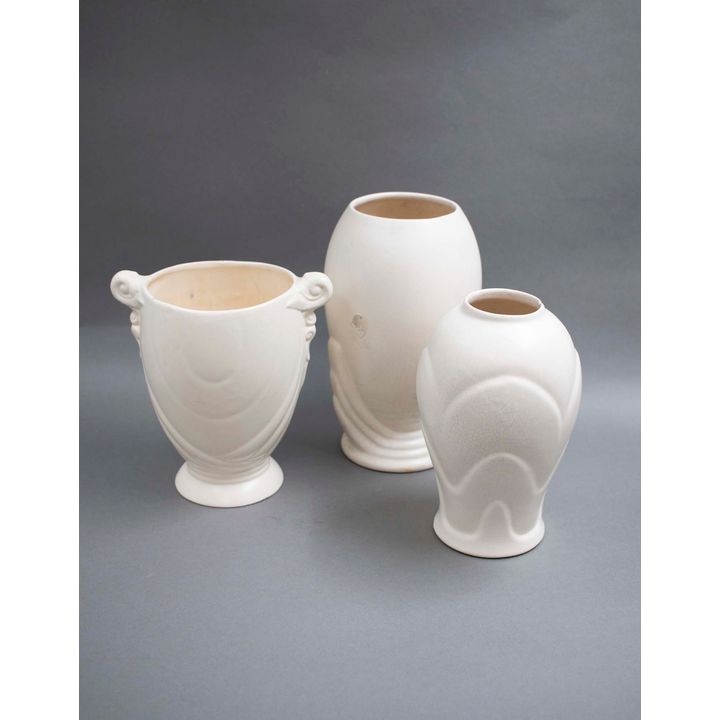Crown Lynn Potteries - Three matt white vases