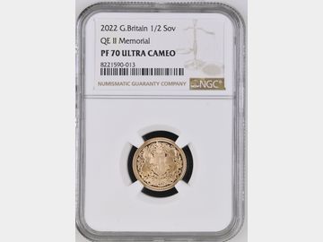 2022 MEMORIAL PROOF GOLD HALF SOVEREIGN PF70 UCAM TOP POP!