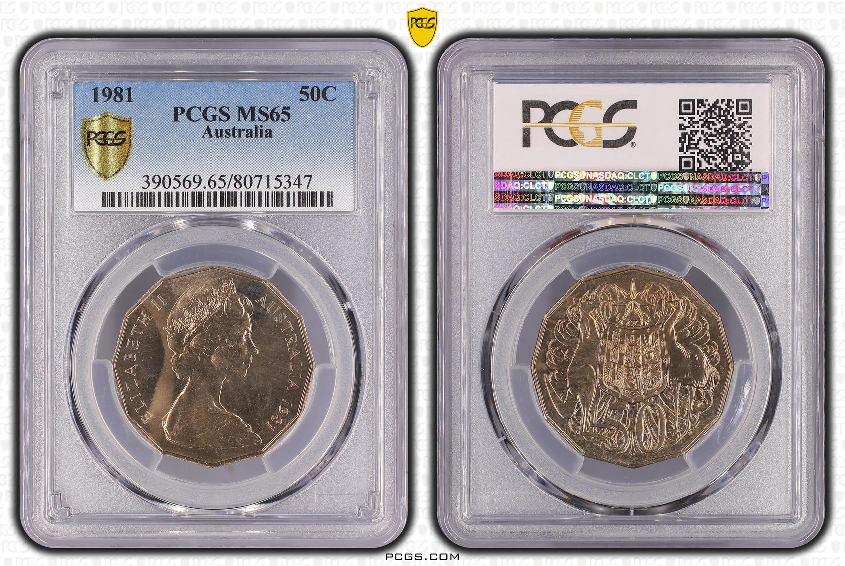 Elizabeth II, , Fifty Cent, 1981, PCGS MS65