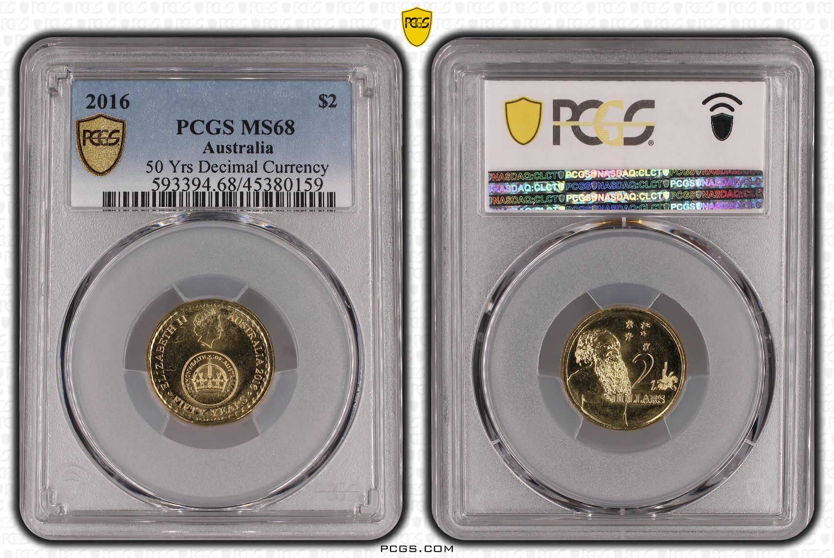 2016 Australia Two Dollar, $2 50 Yrs Decimal Currency PCGS - MS68 -159