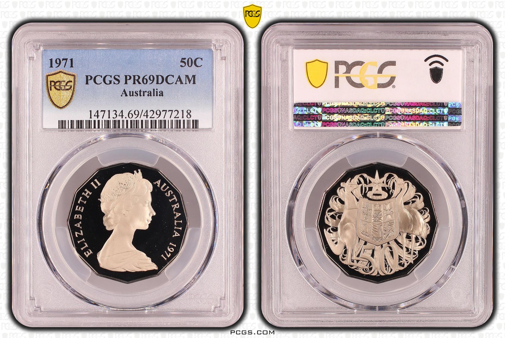 Elizabeth II, Fifty Cent, PR69DCAM , 1971 PCGS POP - 22/0