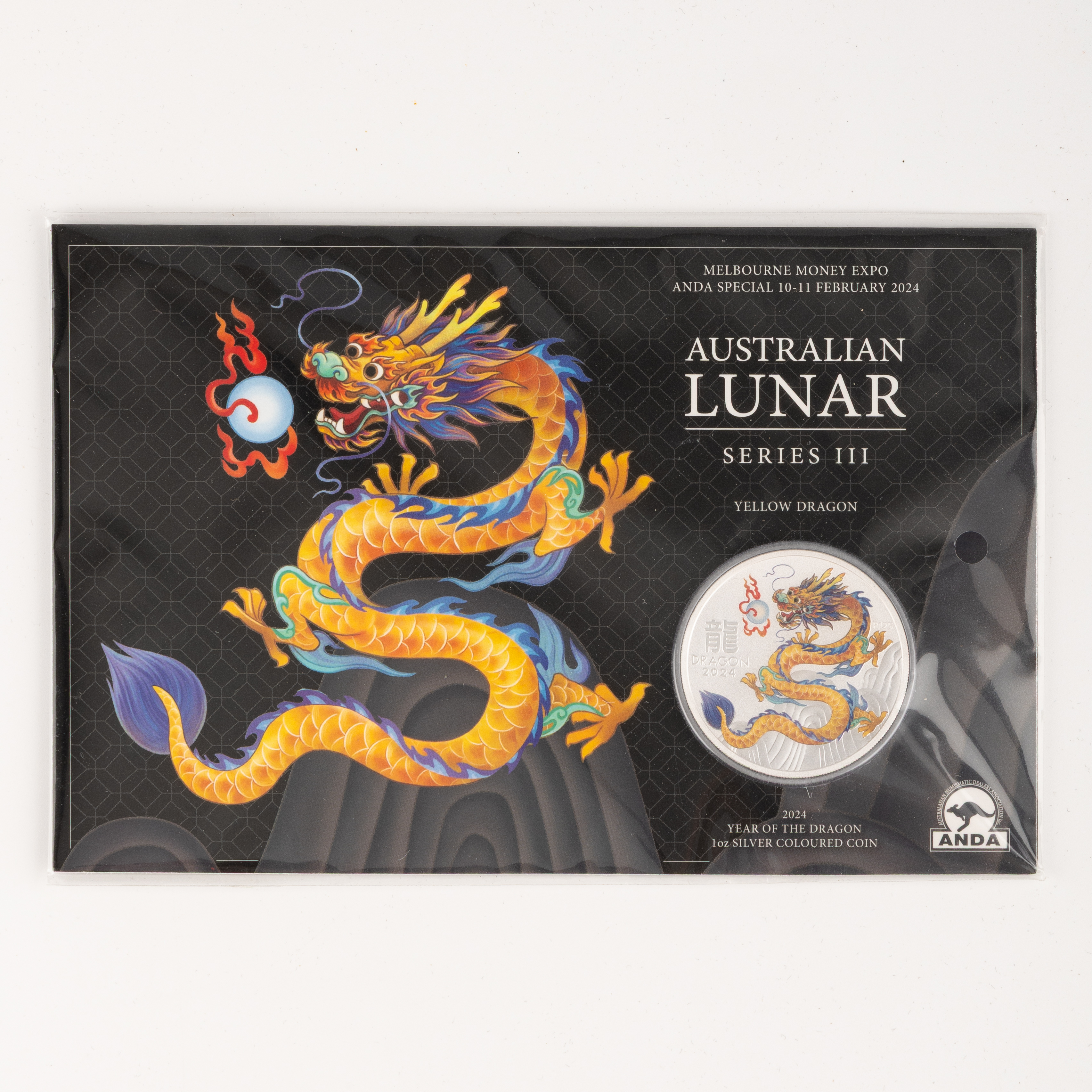 Perth Mint - Lunar Series III, Yellow Dragon, One Dollar, 2024, UNC