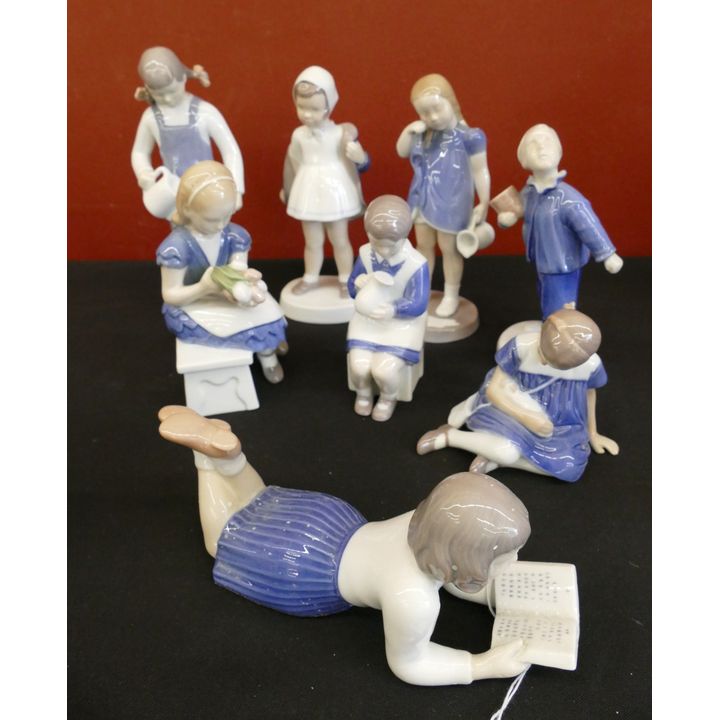 8pc B&G Denmark Porcelain Figurines of Girls