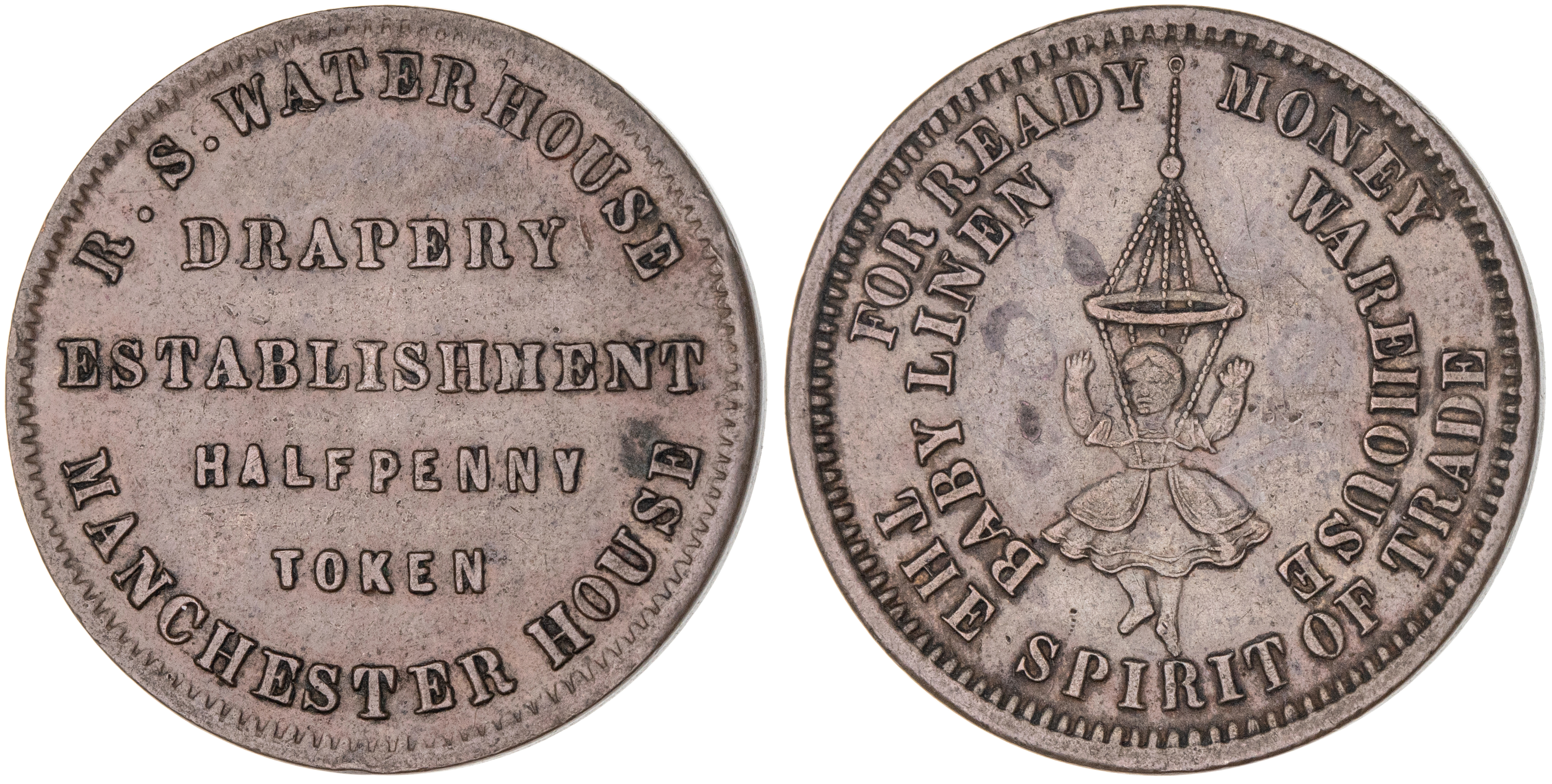 Hobart, Tasmania, R. S. Waterhouse, Halfpenny, VF