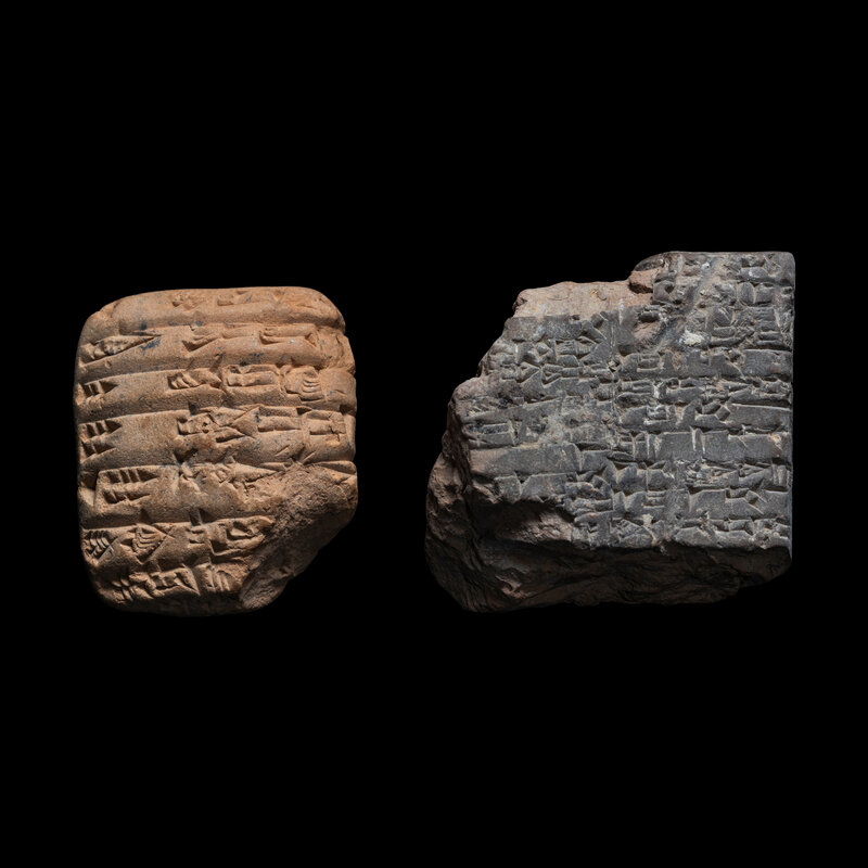 Two Sumerian Clay Cuneiform Tablets
