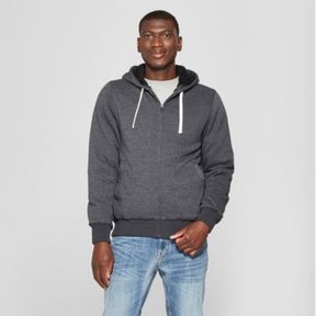 MEN'S SHERPA FLEECE JACKET - GOODFELLOW & CO™ BLACK SZ LG