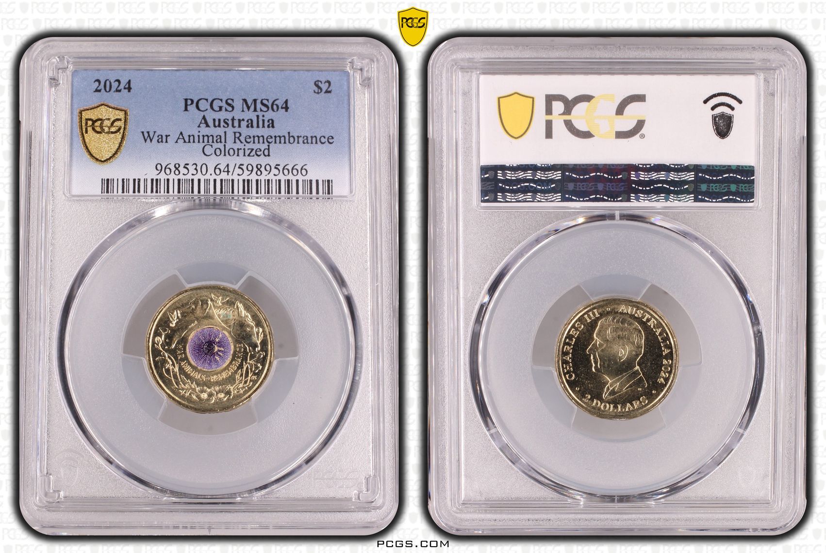 War Animal Remembrance Colorized, Two Dollar, 2024, PCGS MS64