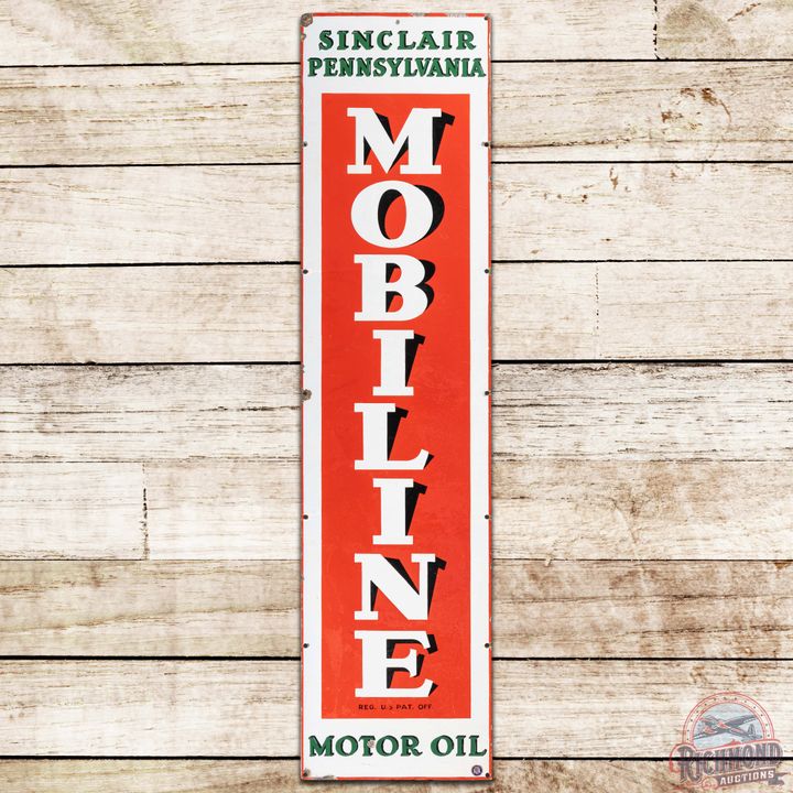 Sinclair Pennsylvania Mobiline Motor Oil SS Porcelain Sign
