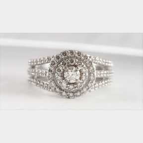 ESTIMATED 1.00CT DIAMONDS IN 9CT WHITE GOLD RING - SIZE I - 51633/326