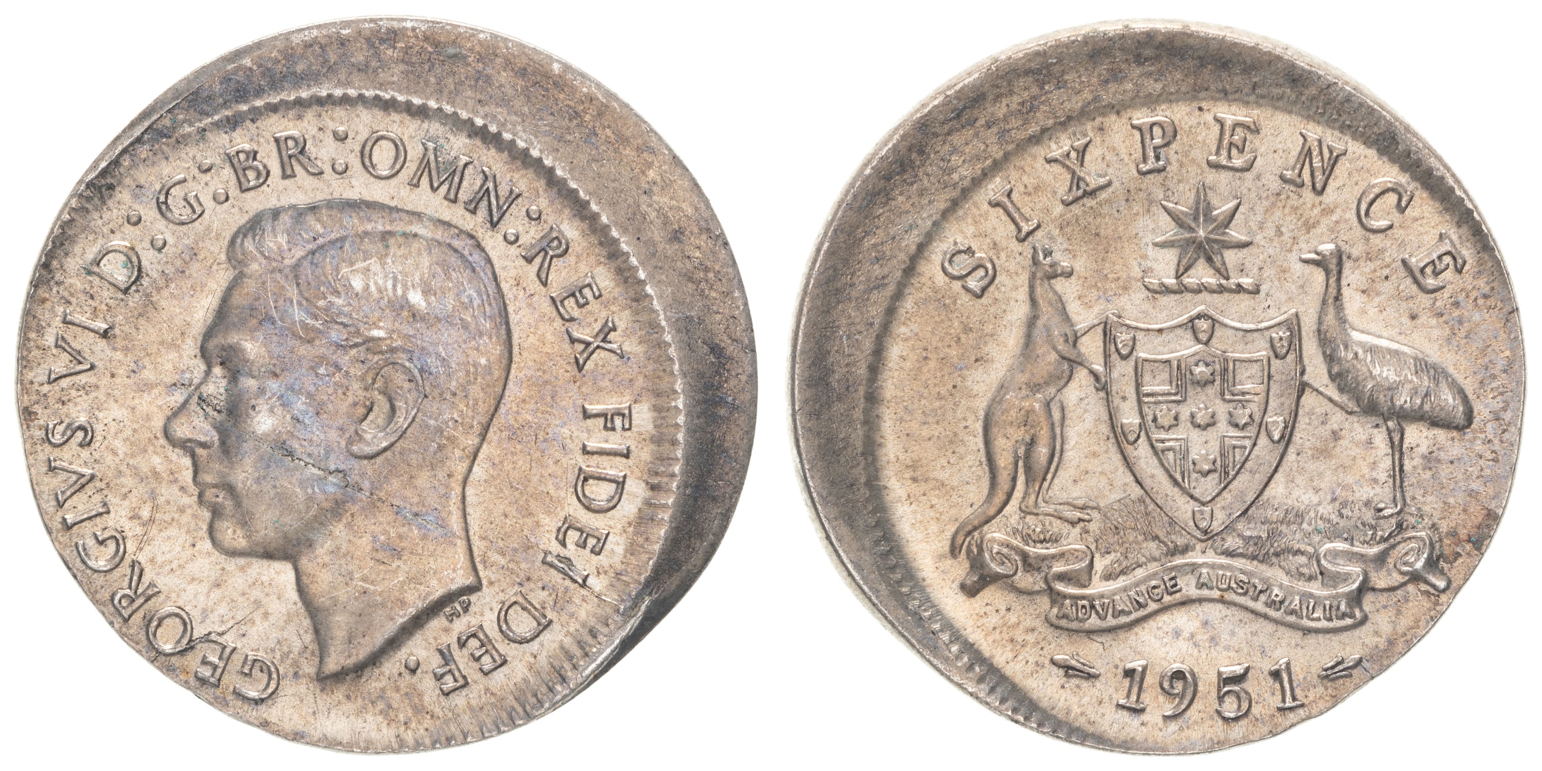 George VI, Sixpence, 1951, aUNC