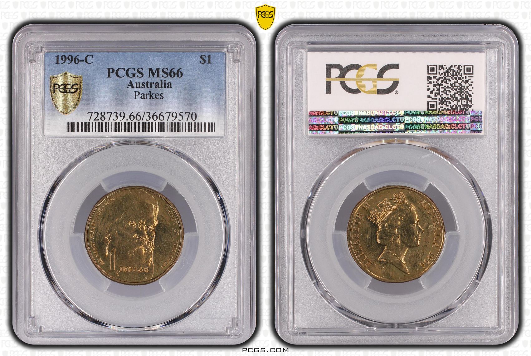 Elizabeth II, Parkes, One Dollar, 1996-C, PCGS MS66