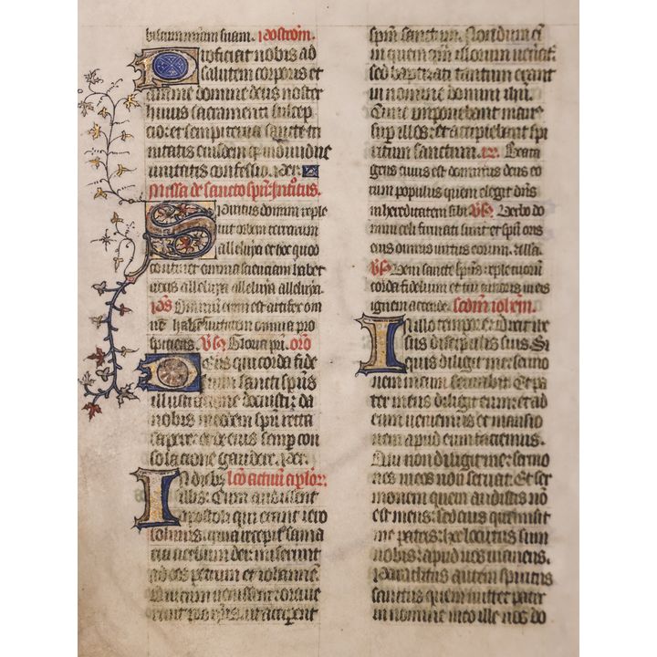 French 14th Cent. Illuminated Franciscan Missal Leaf