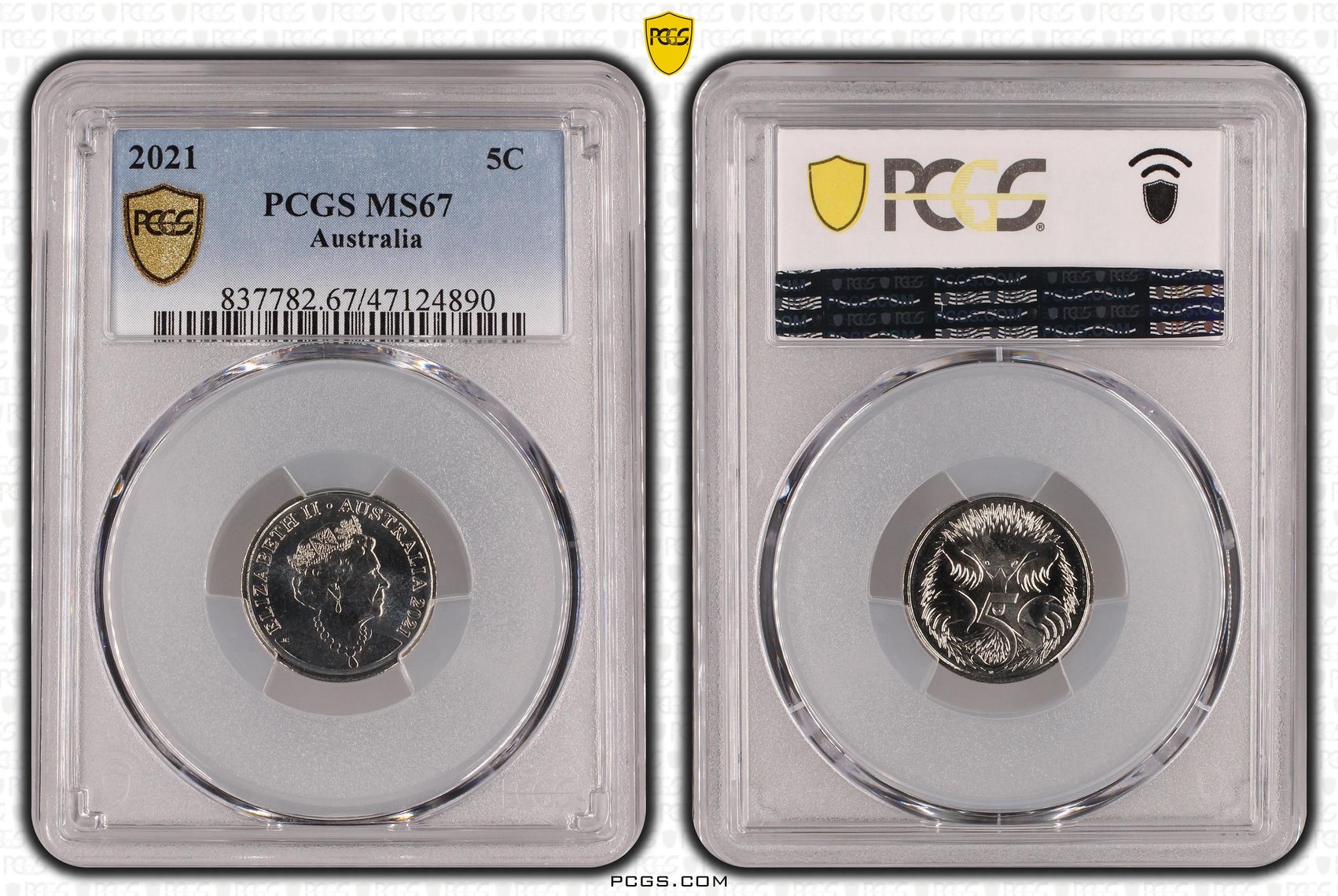 Elizabeth II, Five Cent, 2021, PCGS MS67