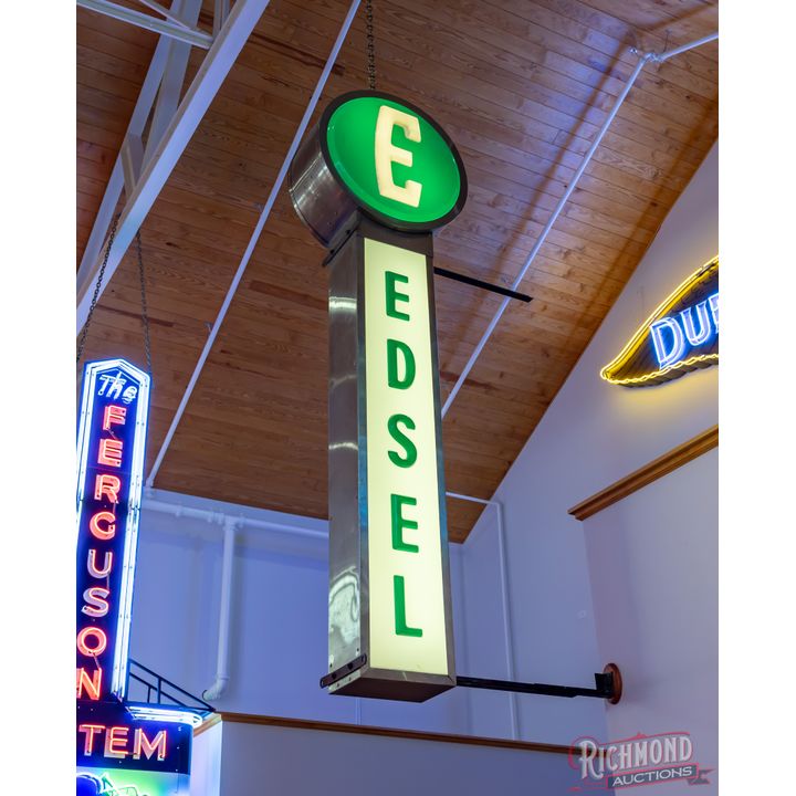Amazing Edsel Automobiles 9' DS Emb. Plastic Lighted Sign (Ford)