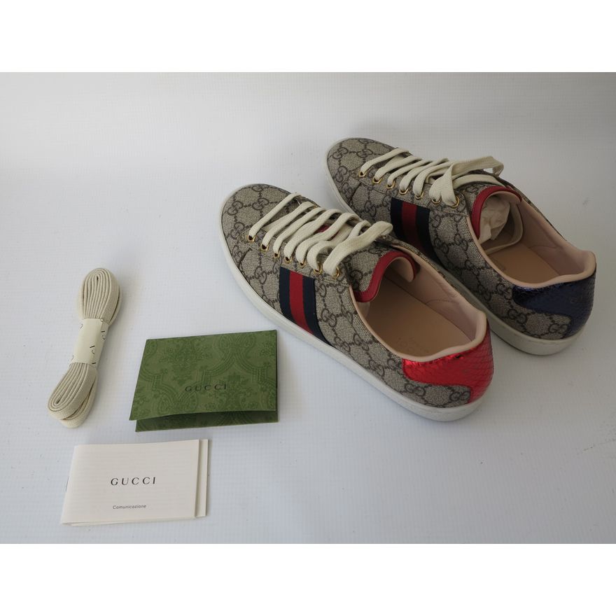 PAIR OF BOXED GUCCI SIZE 38 SNEAKERS with original purchase slip for R11,800.