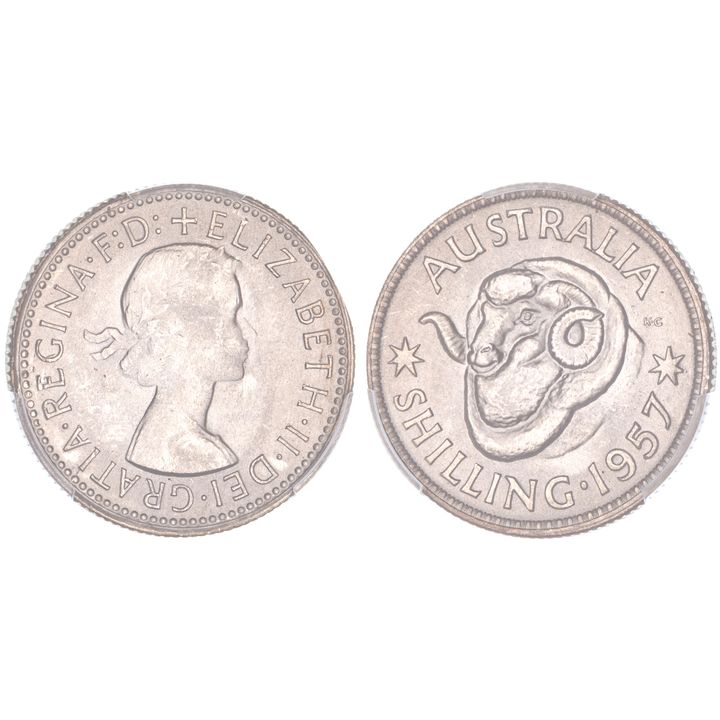 Elizabeth II, Shilling, 1957, PCGS MS 64