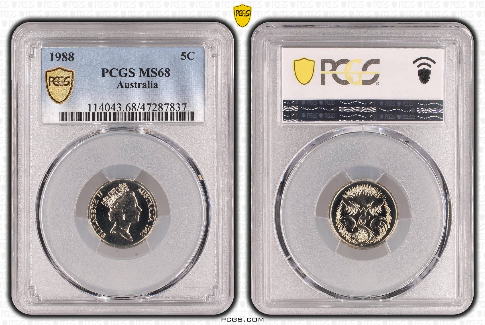 Elizabeth II, Five Cent, 1988, PCGS MS68