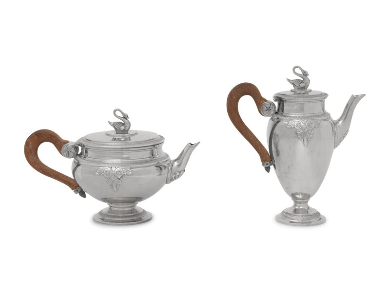A French Silver-Gilt Bachelor's Teapot and Coffee Pot