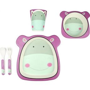 Bamboo Fibre Hippo 5 Piece Kid s Meal Set Kids meal set |