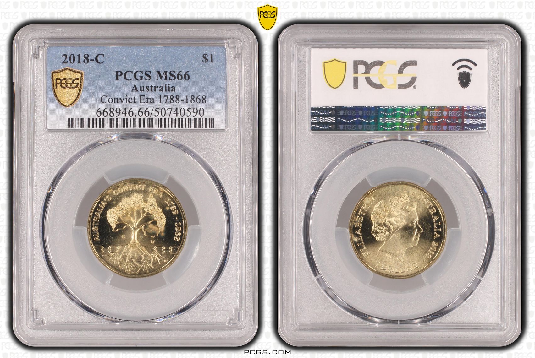 Convict Era 1788-1868 , One Dollar, 2018-C, PCGS MS66