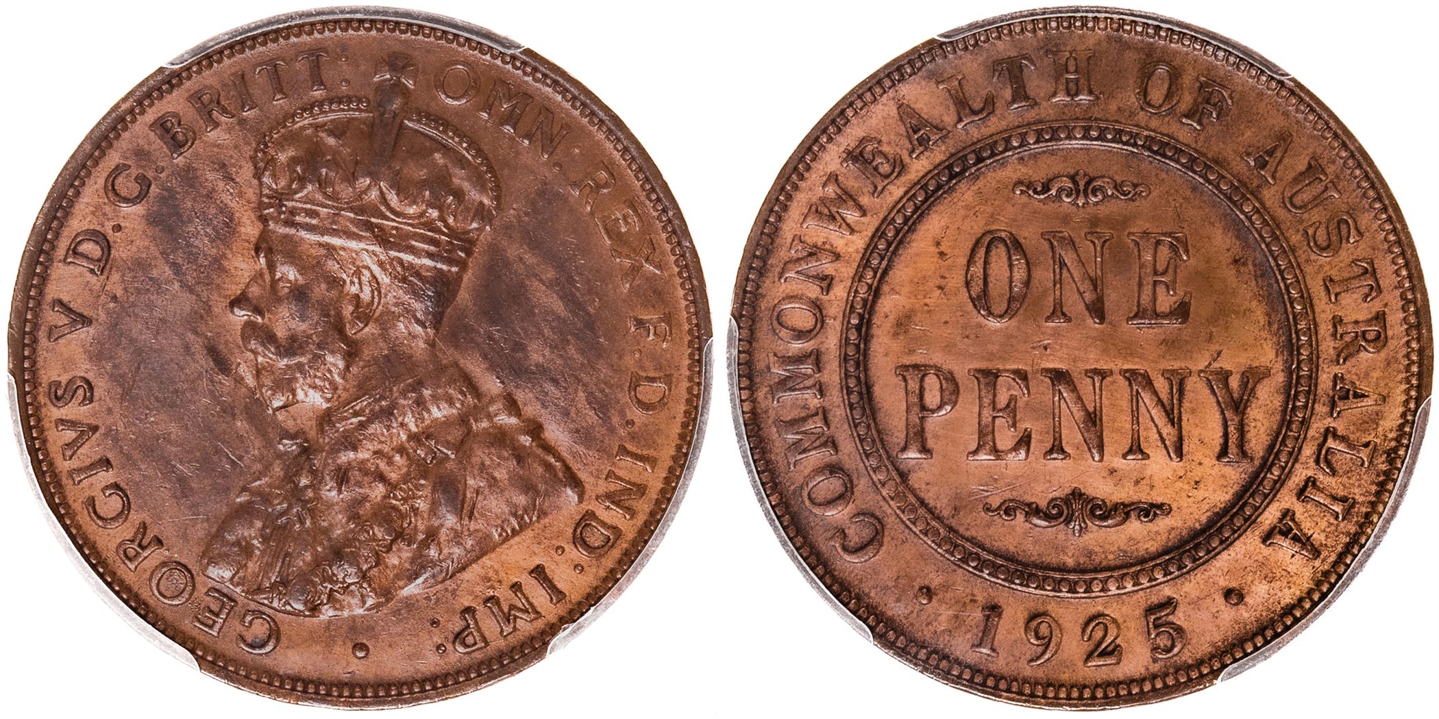 George V, Penny, 1925, PCGS UNC Details