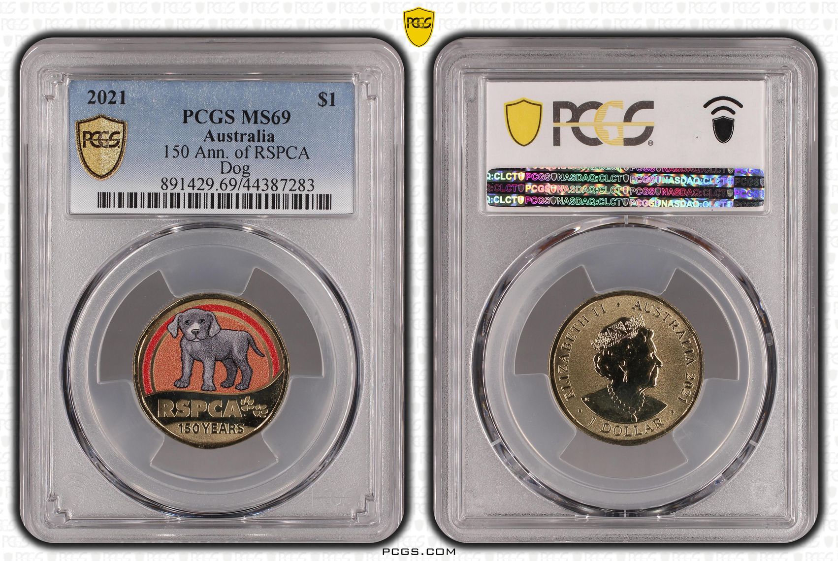 2021 Australia One Dollar, $1 150 Ann. of RSPCA Dog PCGS - MS69 POP 7/0 -283