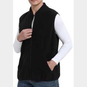 ARGSTAR MEN'S FLEECE VEST WITH 4 POCKETS, FULL-ZIP CASUAL LIGHTWEIGHT SLEEVELESS OUTERWEAR GILET BLACK L