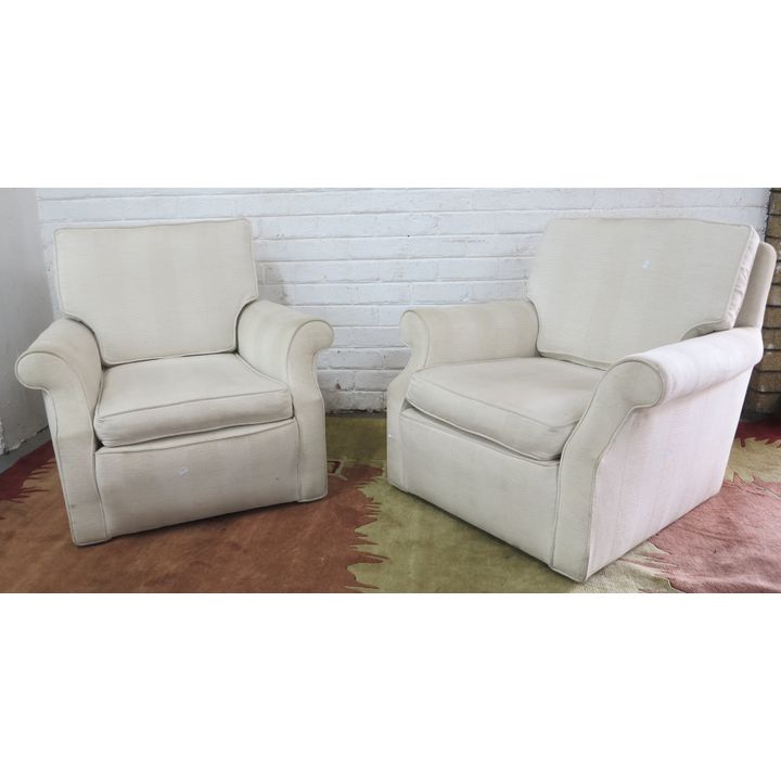 PAIR OF UPHOLSTERED ARMCHAIRS