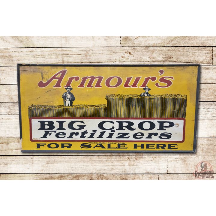 Armour's Big Crop Fertilizers For Sale Here Self Framed Wooden Sign TAC 8.25