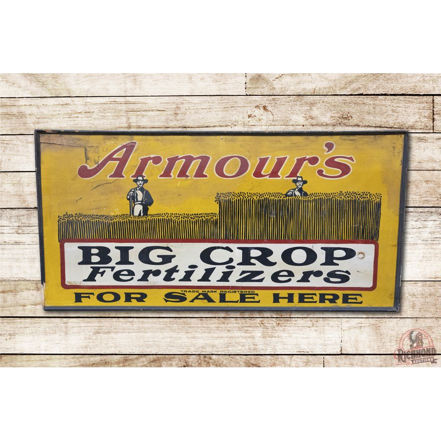Armour's Big Crop Fertilizers For Sale Here Self Framed Wooden Sign TAC 8.25