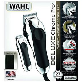 Wahl Deluxe Chrome Pro Corded Haircutting + Touch-Up Kit 27 Piece