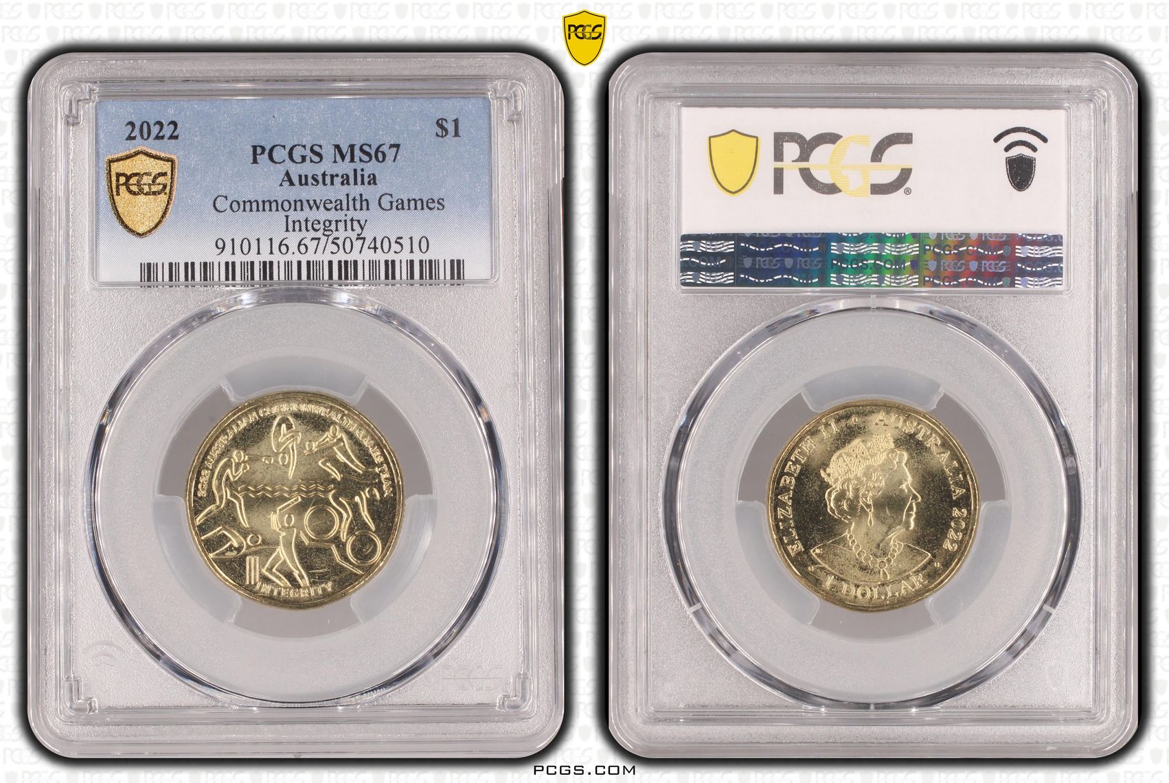 Commonwealth Games -Integrity , One Dollar, 2022, PCGS MS67