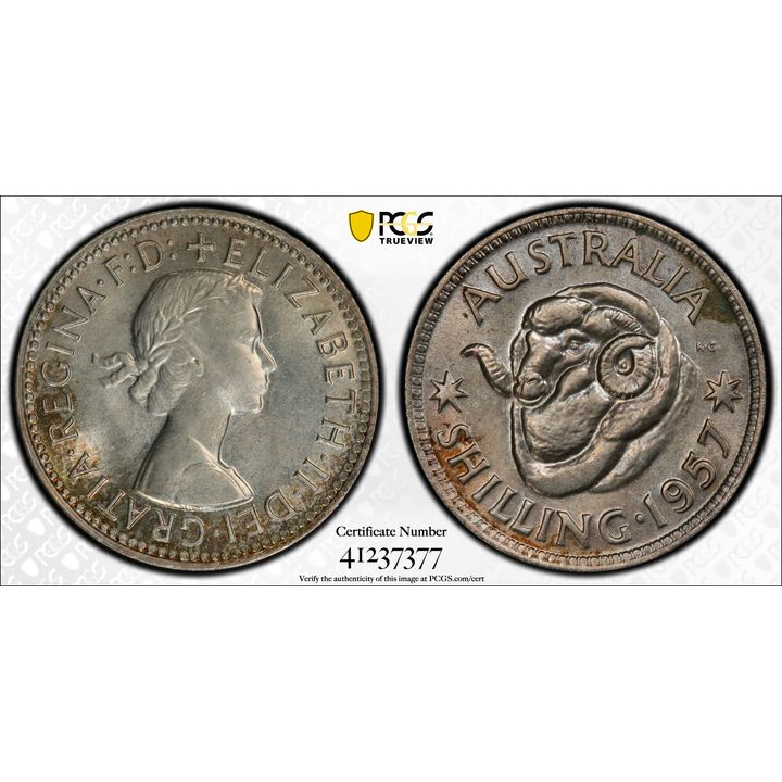 Elizabeth II, Shilling, 1957(m), PCGS MS 64