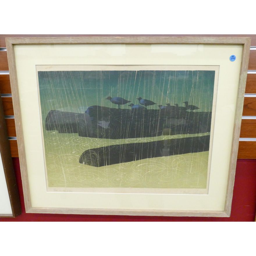 Elton Bennett ''Rain on the River'' Pencil Signed Silkscreen