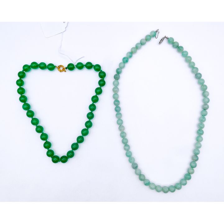 2pc Jade 10-12mm Bead Necklaces 18'' and 22''