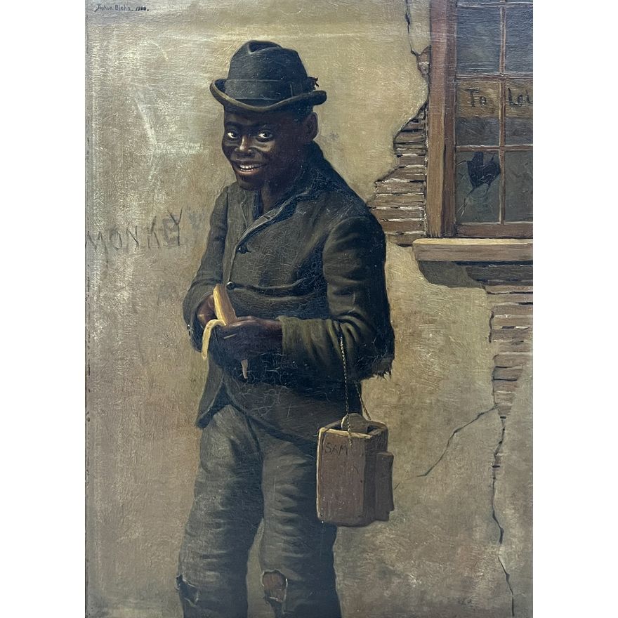Joshua Biehn ''Shoeshine Sam'' 1900 Oil