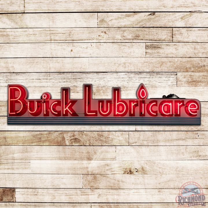 Buick Lubricare 7' Die Cut Single Sided Porcelain Neon Sign