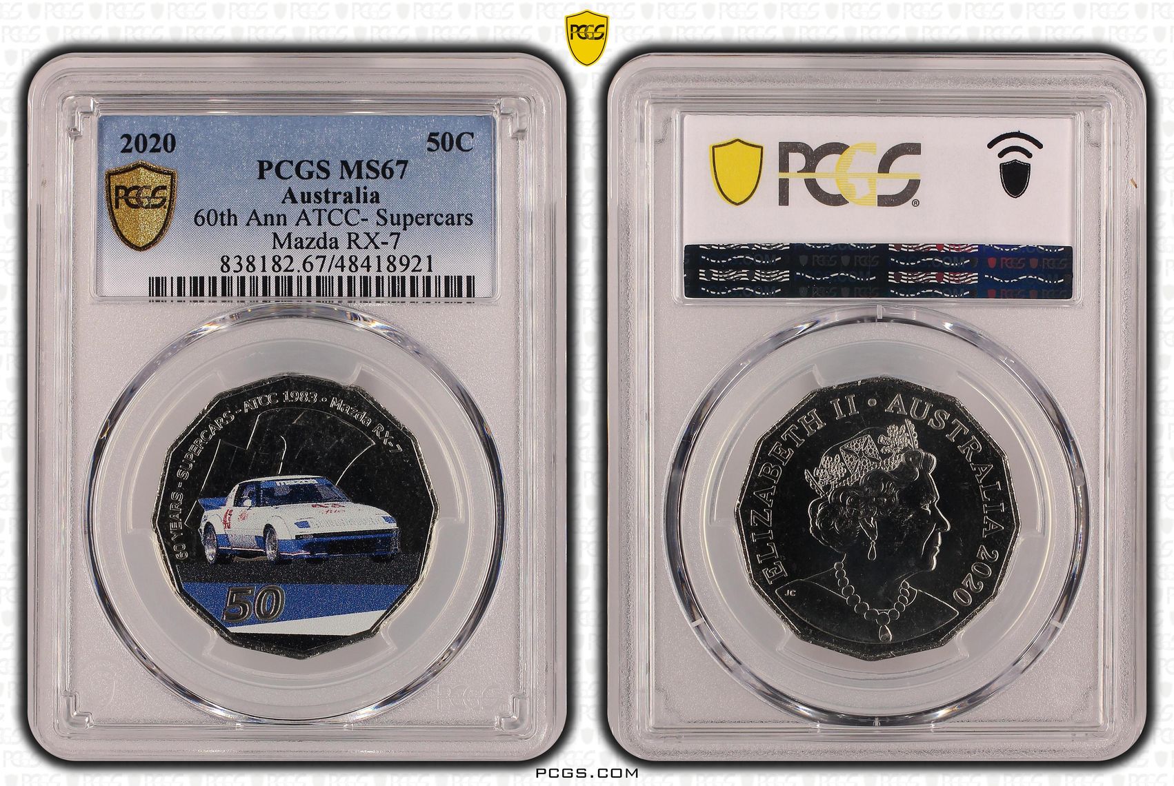 60th Ann ATCC- Supercars Mazda RX-7 , Fifty Cent, 2020, PCGS MS67