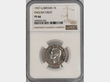 1937 GEORGE VI CORONATION PROOF ENGLISH SHILLING PF66