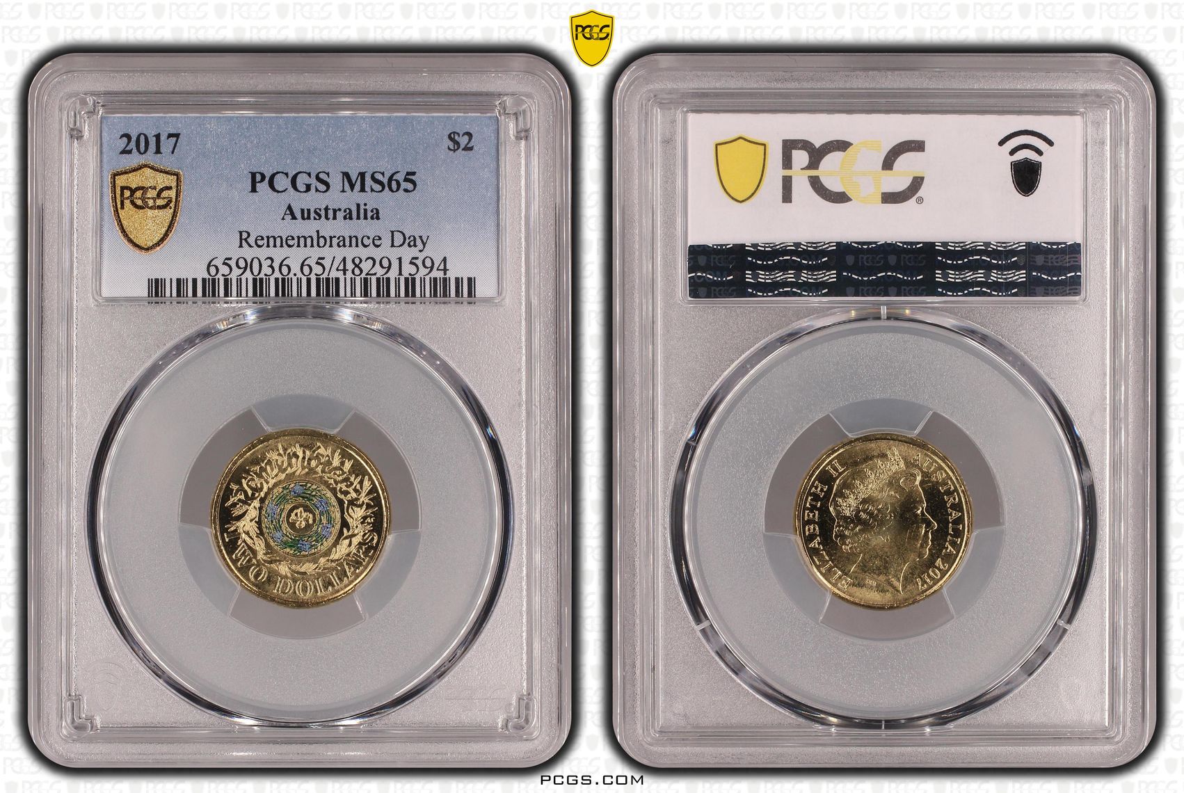 Elizabeth II, Remembrance Day Colorized, Two Dollar, 2017, PCGS MS65