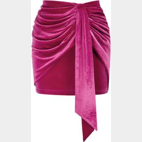 KATE KASIN WOMEN'S 2023 RUCHED VELVET SKIRT ELASTIC HIGH WAISTED BODYCON SHORT SKIRTS HOT PINK L